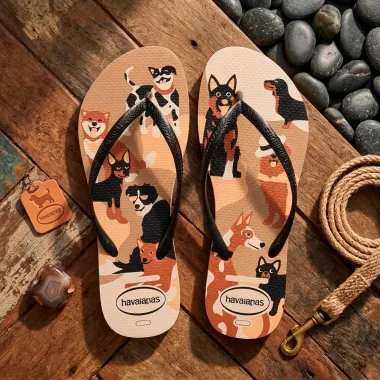 Sand&aacute;lia Havaianas Slim Pets Preto e Marrom Tamanho 37/38 1 Par