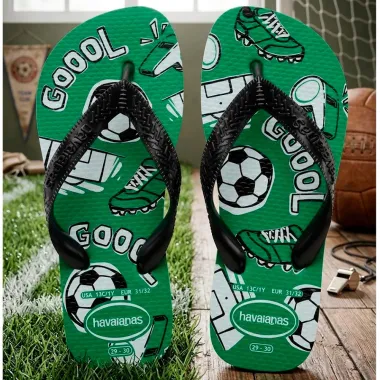 Sand&aacute;lia Havaianas Kids Athletic Verde e Preto P&aacute;tria Tamanho 29/30 1 Par