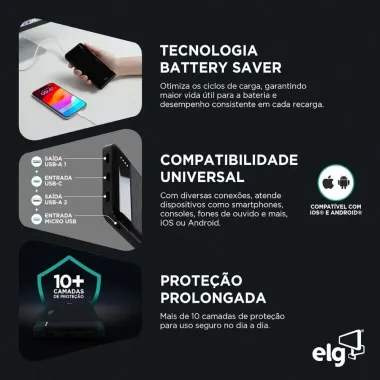 Carregador Port&aacute;til Elg Power Bank 8.100mAh 1 Unidade