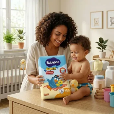 Fralda Babysec Aqua Shortinho Praia e Piscina Tamanho M/G Pacote com 8 Fraldas Descart&aacute;veis