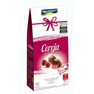 Bombons de Chocolate Ao Leite Montev&eacute;rgine Sabor Cereja ao Leite 55g