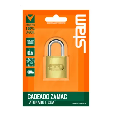 Cadeado Stam Zamac Latonado E Coat 25mm
