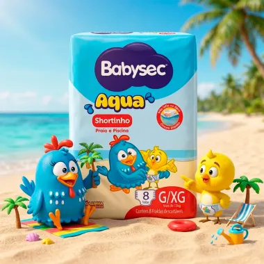 Fralda BabySec Aqua Shortinho Praia e Piscina Tamanho G/XG 8 Unidades Descart&aacute;veis