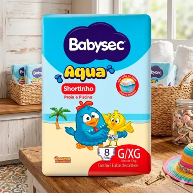 Fralda BabySec Aqua Shortinho Praia e Piscina Tamanho G/XG 8 Unidades Descart&aacute;veis