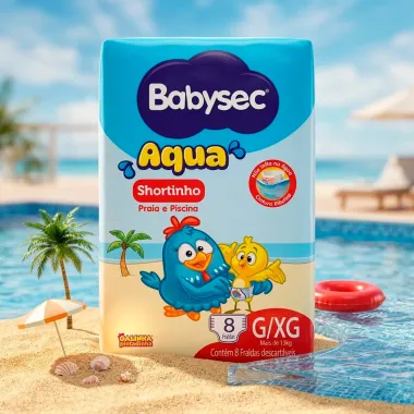 Fralda BabySec Aqua Shortinho Praia e Piscina Tamanho G/XG 8 Unidades Descart&aacute;veis