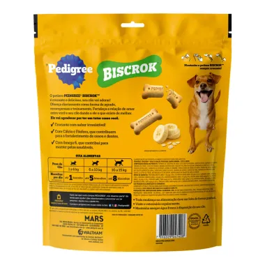 Biscoito Pedigree Biscrok para C&atilde;es Adultos Ra&ccedil;as Pequenas Sabor Banana Leite e Aveia 500g