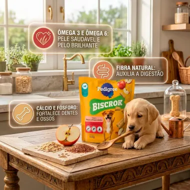 Biscrok Pedigree para C&atilde;es Adultos Ra&ccedil;as Pequenas Sabor Ma&ccedil;&atilde; Linha&ccedil;a e Aveia 500g