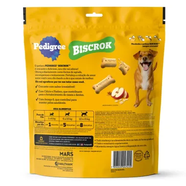 Biscrok Pedigree para C&atilde;es Adultos Ra&ccedil;as Pequenas Sabor Ma&ccedil;&atilde; Linha&ccedil;a e Aveia 500g