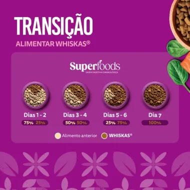 Ra&ccedil;&atilde;o para Gatos Whiskas Superfoods Adulto Sabor Salm&atilde;o e Linha&ccedil;a 900g