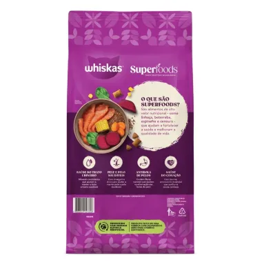 Ra&ccedil;&atilde;o para Gatos Whiskas Superfoods Adulto Sabor Salm&atilde;o e Linha&ccedil;a 900g