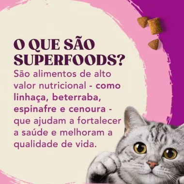 Ra&ccedil;&atilde;o para Gatos Whiskas Superfoods Castrados Sabor Salm&atilde;o e Linha&ccedil;a 900g
