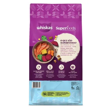 Ra&ccedil;&atilde;o para Gatos Whiskas Superfoods Castrados Sabor Salm&atilde;o e Linha&ccedil;a 900g