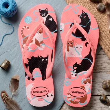 Sand&aacute;lia Havaianas Slim Pets Manga Rosa Tamanho 39/40 1 Par