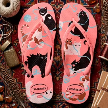 Sand&aacute;lia Havaianas Slim Pets Manga Rosa Tamanho 39/40 1 Par
