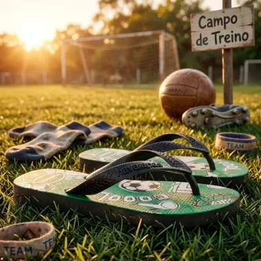 Sand&aacute;lia Havaianas Kids Athletic Verde e Preto P&aacute;tria Tamanho 31/32 1 Par