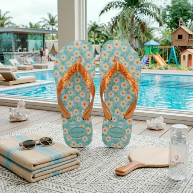 Sand&aacute;lia Havaianas Kids Flores Azul Macei&oacute; Tamanho 27/28 1 Par