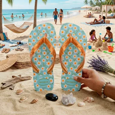 Sand&aacute;lia Havaianas Kids Flores Azul Macei&oacute; Tamanho 27/28 1 Par