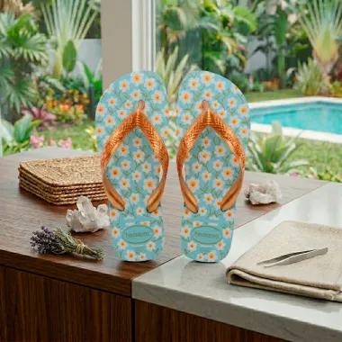 Sand&aacute;lia Havaianas Kids Flores Azul Macei&oacute; Tamanho 29/30 1 Par