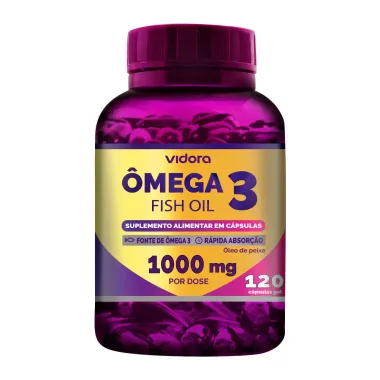 &Ocirc;mega 3 1000mg Fish Oil Vidora com 120 C&aacute;psulas Gel
