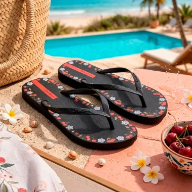 Sand&aacute;lia Ipanema Day Feminino Preto e Vermelho Tamanho 36/37 1 Par