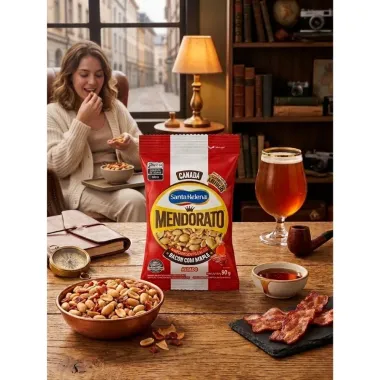 Amendoim sem Pele Santa Helena Mendorato Canad&aacute; Bacon com Maple 90g