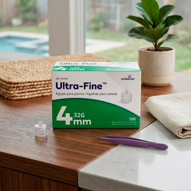 Agulhas para Caneta de Insulina Embecta Ultra Fine 32G 4mm com 100 Unidades