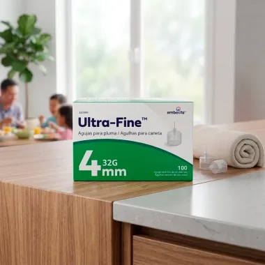 Agulhas para Caneta de Insulina Embecta Ultra Fine 32G 4mm com 100 Unidades