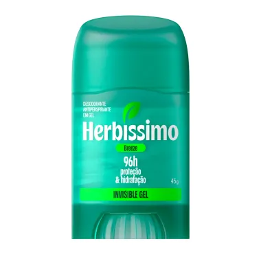 Desodorante Herb&iacute;ssimo Breeze Invisible Gel Antiperspirante 96h Prote&ccedil;&atilde;o e Hidrata&ccedil;&atilde;o Stick 45g
