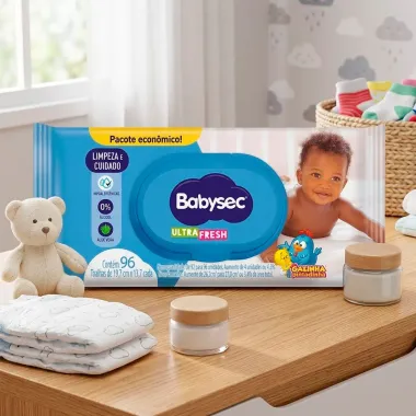 Toalhas Umedecidas BabySec Ultra Fresh com Aloe Vera 96 Unidades