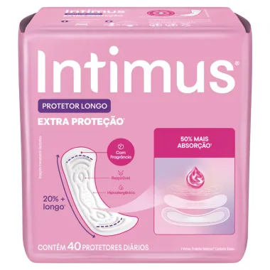 Protetor Di&aacute;rio Intimus Longo Extra Prote&ccedil;&atilde;o Fluxo Leve com Fragr&acirc;ncia 40 Unidades