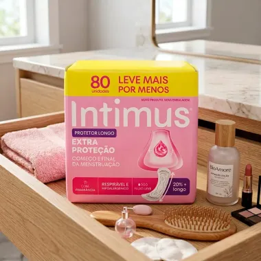 Protetor Diario Intimus Longo Extra Prote&ccedil;&atilde;o Fluxo Leve com Fragr&acirc;ncia 80 Unidades Leve Mais Por Menos