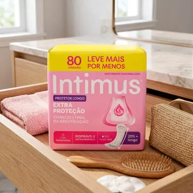 Protetor Diario Intimus Longo Extra Prote&ccedil;&atilde;o Fluxo Leve com Fragr&acirc;ncia 80 Unidades Leve Mais Por Menos
