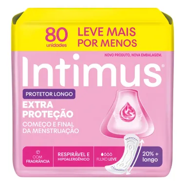 Protetor Diario Intimus Longo Extra Prote&ccedil;&atilde;o Fluxo Leve com Fragr&acirc;ncia 80 Unidades Leve Mais Por Menos