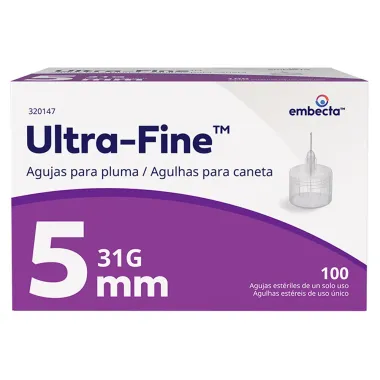 Agulhas para Caneta de Insulina Ultra Fine 31G 5mm com 100 Unidades