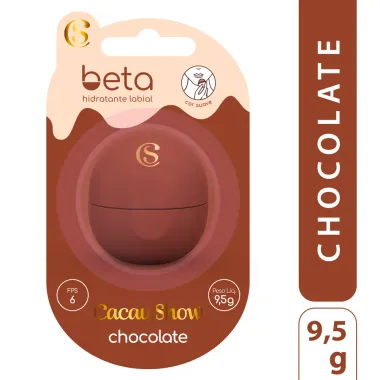 Hidratante Labial Beta Cacau Show Sabor Chocolate Cor Suave FPS 6 9,5g