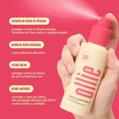 Protetor Capilar Ollie Leave-in com Extrato de P&ecirc;ssego Asi&aacute;tico 100ml