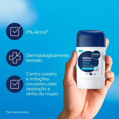Desodorante Nivea Men Derma Control Stick Defende Conforto Extra Antitranspirante 72h 54g