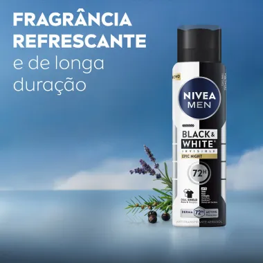 Desodorante Nivea Men Aerosol Black e White Invisible Epic Night Antitranspirante 72h 150ml
