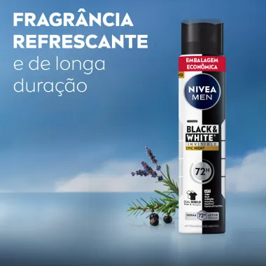 Desodorante Nivea Men Aerossol Black e White Invisible Epic Night Antitranspirante 200ml