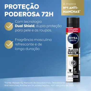 Desodorante Nivea Men Aerossol Black e White Invisible Epic Night Antitranspirante 200ml