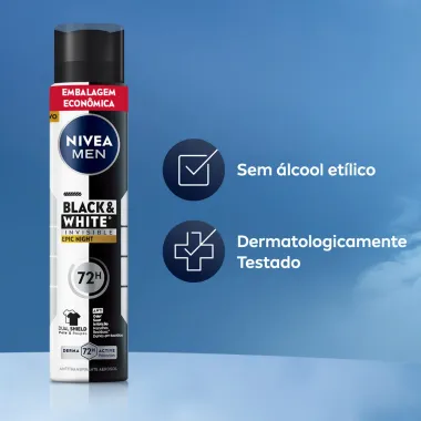Desodorante Nivea Men Aerossol Black e White Invisible Epic Night Antitranspirante 200ml