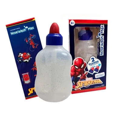 Dispositivo para Lavagem Nasal NoseWash Max Spider Man Marvel 3+ Anos com 2 Fluxos Frasco com 240ml