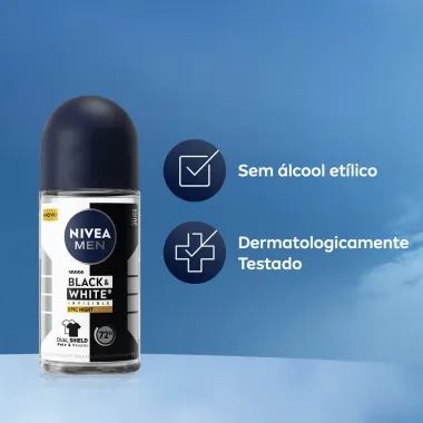 Desodorante Nivea Men Roll-on Black White Invisible Epic Night Antitranspirante 72h 50ml