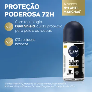 Desodorante Nivea Men Roll-on Black White Invisible Epic Night Antitranspirante 72h 50ml