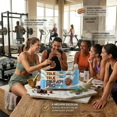 Wafer True Crunch Pro Sabor Cookies and Cream e Chocolate com 6g de Prote&iacute;na 25g