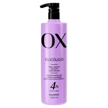 Shampoo OX Glic&oacute;lico 4% Glicolic Complex Cabelos Porosos e Sem Brilho 400ml