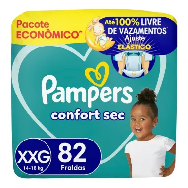 Fralda Pampers Confort Sec Tamanho XXG 82 Unidades Descart&aacute;veis