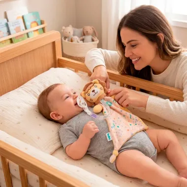 Naninha de Pel&uacute;cia Le&atilde;o Pimpolho com Prendedor Bege 2+ Meses