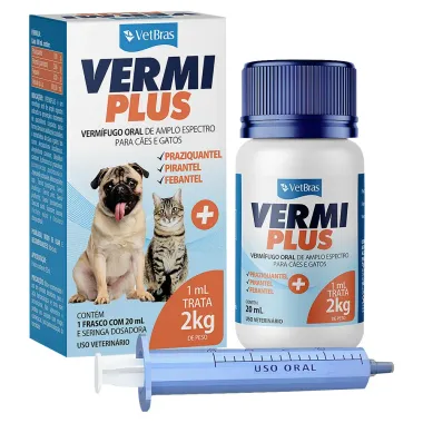 Vermi Plus VetBras para C&atilde;es e Gatos com Seringa Dosadora 20ml