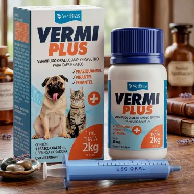 Vermi Plus VetBras para C&atilde;es e Gatos com Seringa Dosadora 20ml